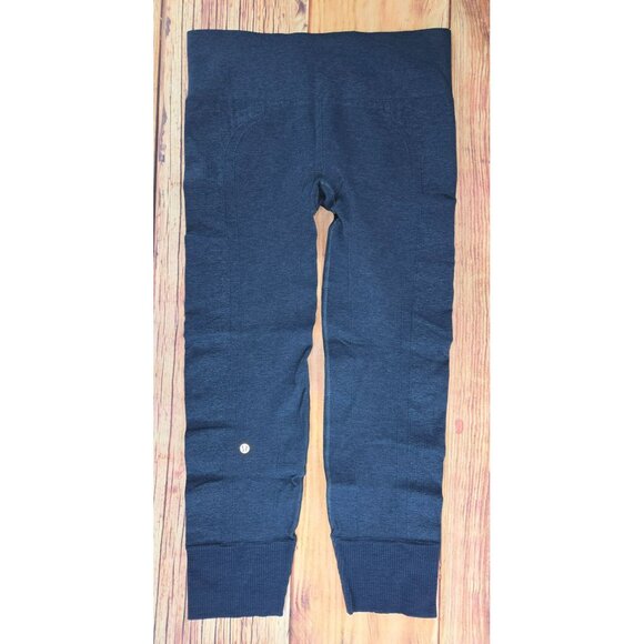 Lululemon Athletica Navy Blue Cropped High-Waisted Leggings 10 Nylon Blend - Picture 1 of 6